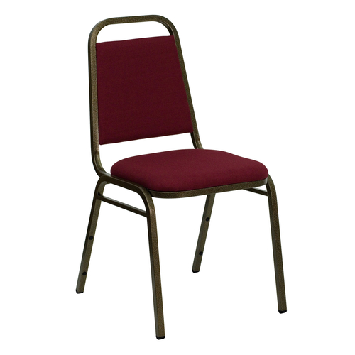 Flash Furniture FD-BHF-2-BY-GG Burgundy Vinyl Upholstered Trapezoidal Back Panel Gold Vein Powder Coated Frame Finish Hercules Series Stacking Banquet Chair