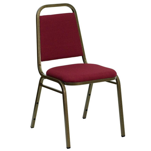 Flash Furniture FD-BHF-2-BY-GG Burgundy Vinyl Upholstered Trapezoidal Back Panel Gold Vein Powder Coated Frame Finish Hercules Series Stacking Banquet Chair