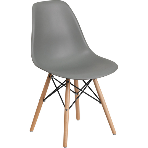 Flash Furniture FH-130-DPP-GY-GG Gray Plastic Polypropylene Molded Seat and Back Elon Series Accent Side  Chair