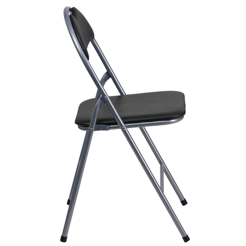 Flash Furniture YB-YJ806H-GG Black Vinyl Upholstered Seat and Back Hercules Series Folding Chair