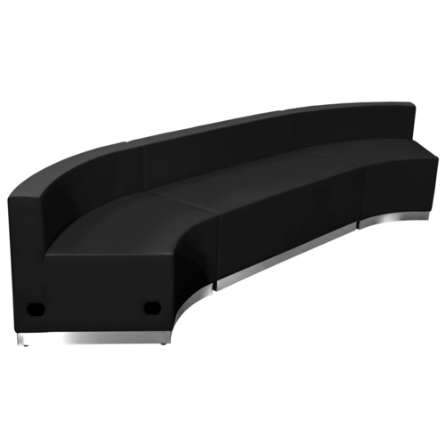 Flash Furniture ZB-803-770-SET-BK-GG Black LeatherSoft with Brushed Stainless Steel Base Modular Hercules Alon Series Reception Configuration