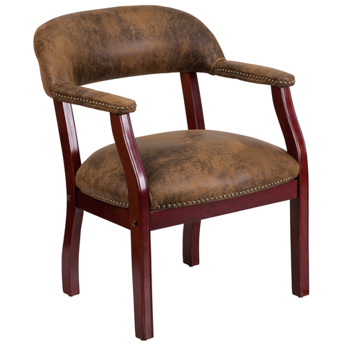 Flash Furniture B-Z105-BRN-GG 24" W x 27" D x 31.5" H Brown Open Back Luxurious Conference Chair
