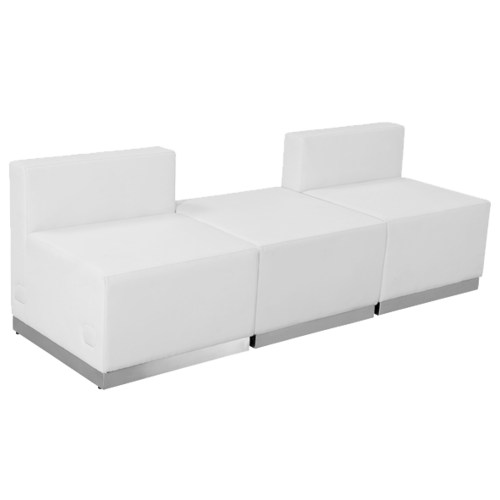 Flash Furniture ZB-803-670-SET-WH-GG White LeatherSoft with Brushed Stainless Steel Base Modular Hercules Alon Series Reception Configuration