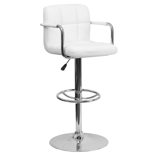 Flash Furniture CH-102029-WH-GG White Vinyl with Contemporary Style Chrome Base Swivel Bar Stool
