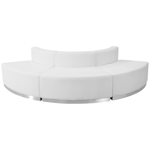 Flash Furniture ZB-803-800-SET-WH-GG White LeatherSoft with Brushed Stainless Steel Base Modular Hercules Alon Series Reception Configuration