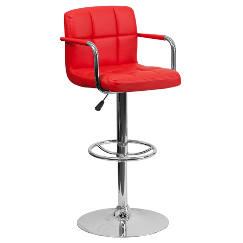 Flash Furniture CH-102029-RED-GG Red Vinyl with Contemporary Style Chrome Base Swivel Bar Stool