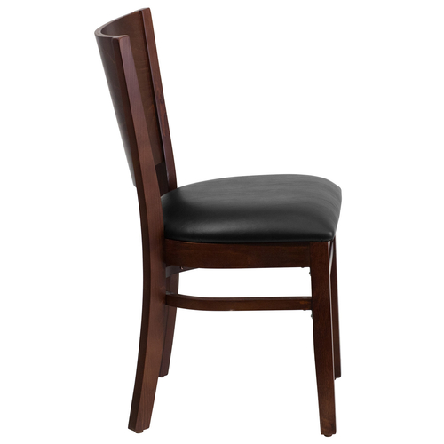 Flash Furniture XU-DG-W0094B-WAL-BLKV-GG Solid Wood Back Black Vinyl Upholstered Seat Lacey Series Restaurant Chair