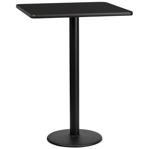 Flash Furniture XU-BLKTB-3030-TR18B-GG Black Square Laminate Top PVC T-Mold Edge Table