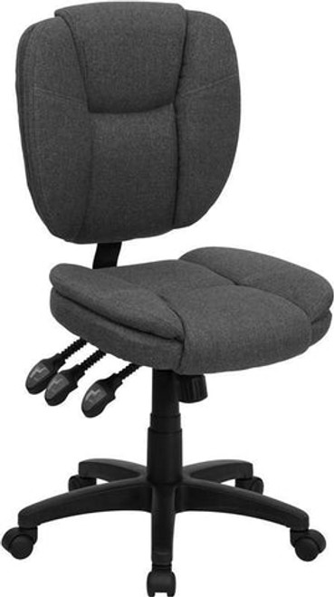Flash Furniture GO-930F-GY-GG Gray Fabric Armless Mid Back Design Ergonomic Swivel Task Chair