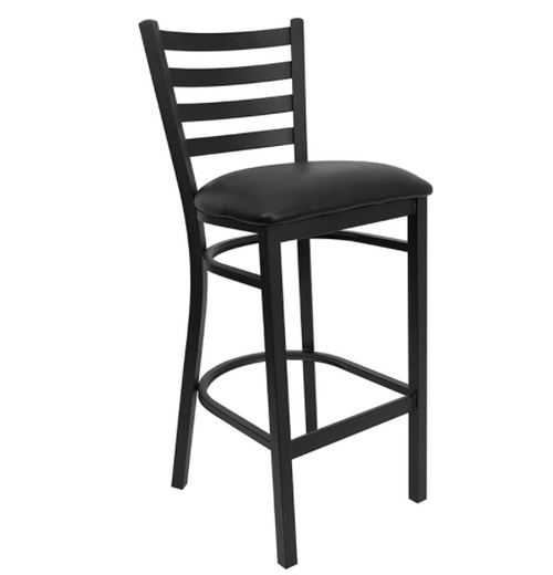 Flash Furniture XU-DG697BLAD-BAR-BLKV-GG Black Ladder Back Metal With Black Vinyl Seat Hercules Series Restaurant Bar Stool