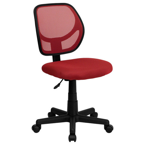 Flash Furniture WA-3074-RD-GG 250 Lb. Red Fabric Armless Swivel Task/Computer Chair