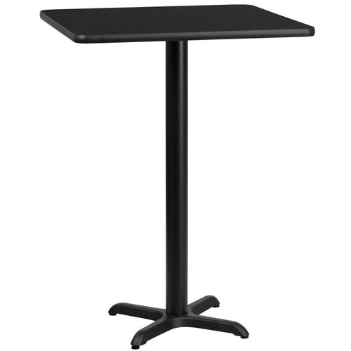 Flash Furniture XU-BLKTB-2424-T2222B-GG Black Square Laminate Top PVC T-Mold Edge Table