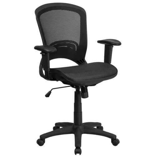 Flash Furniture HL-0007T-GG 250 Lb. Black  Padded Arms Executive Swivel Office Chair