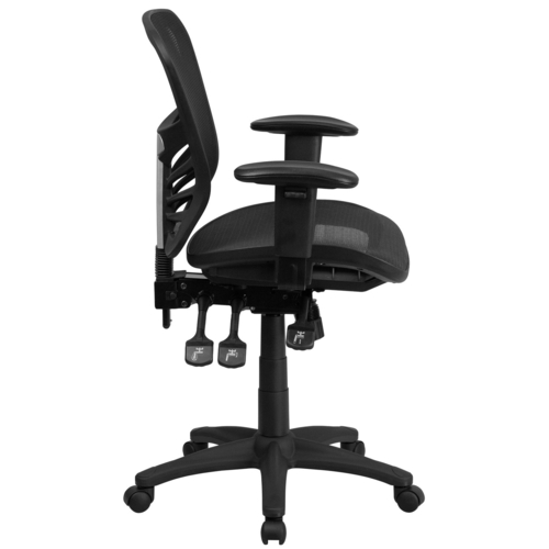 Flash Furniture HL-0001T-GG 250 Lb. Black Fabric Padded Arms Executive Swivel Office Chair