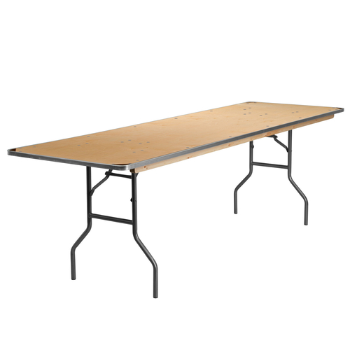 Flash Furniture XA-3096-BIRCH-M-GG 661 Lbs. Polyurethane Varnish Top Rectangular Heavy Duty Folding Banquet Table