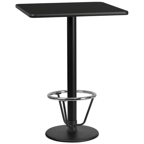 Flash Furniture XU-BLKTB-3030-TR18B-3CFR-GG Black Square Laminate Top PVC T-Mold Edge Table