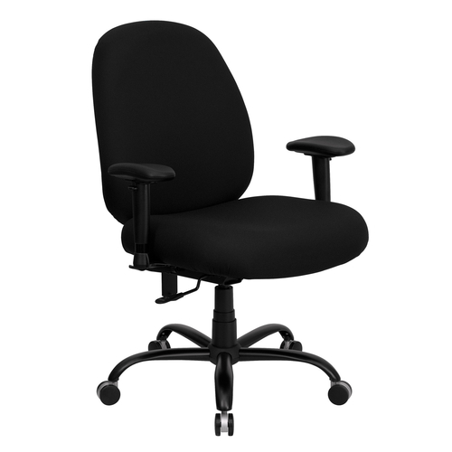 Flash Furniture WL-715MG-BK-A-GG 400 Lb. Black Fabric Padded Arms Hercules Series Big & Tall Executive Swivel Office Chair
