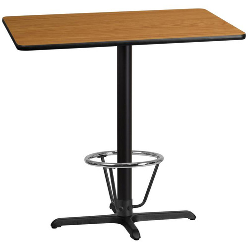 Flash Furniture XU-NATTB-3042-T2230B-GG Natural Laminate Rectangular Plastic Top PVC T-Mold Edge Table