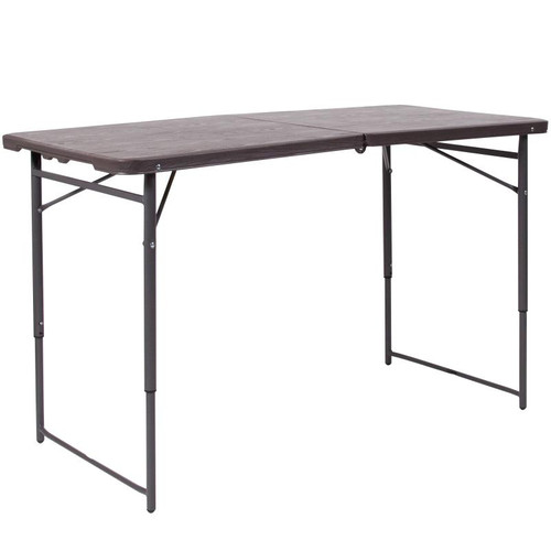 Flash Furniture DAD-LF-122Z-GG 220 Lbs. Brown Wood Grain Plastic Top Rectangular Folding Table