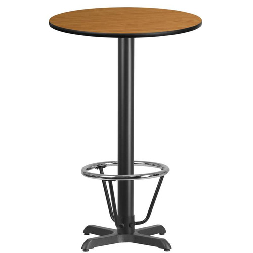 Flash Furniture XU-RD-24-NATTB-T2222B-3CFR-GG Natural Laminate Round Top PVC T-Mold Edge Table