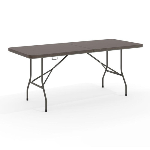 Flash Furniture DAD-LF-183Z-GG 220 Lbs. Brown Woodgrain Plastic Top Rectangular Folding Table