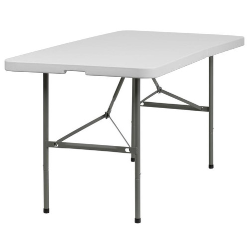 Flash Furniture DAD-YCZ-152Z-GG 220 Lbs. Granite White Plastic Table Top Rectangular Folding Table