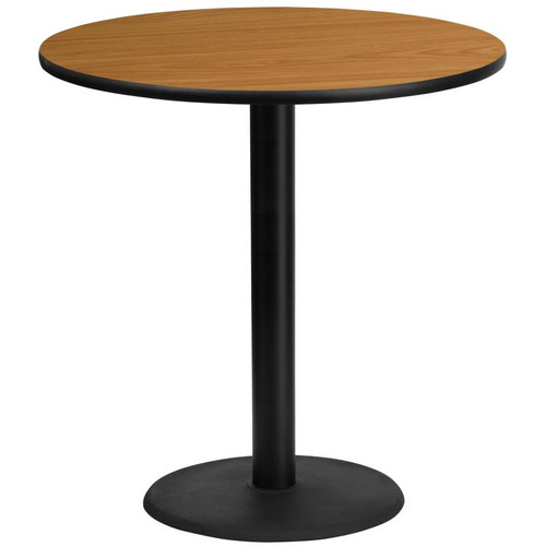 Flash Furniture XU-RD-42-NATTB-TR24B-GG Natural Laminate Round Top PVC T-Mold Edge Table