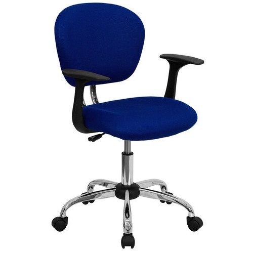 Flash Furniture H-2376-F-BLUE-ARMS-GG 250 Lb. Blue Fabric Nylon Arms Swivel Task Chair