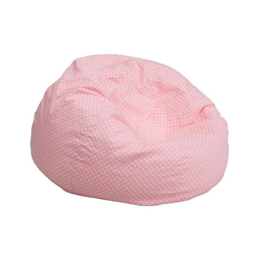 Flash Furniture DG-BEAN-SMALL-DOT-PK-GG Light Pink with White Dots Cotton Twill Small Bean Bag Chair