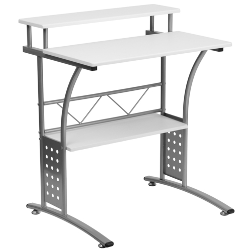 Flash Furniture NAN-CLIFTON-WH-GG 27.88" W x 23.5" D x 33.13" H White Laminate Finish Top Clifton Computer Desk