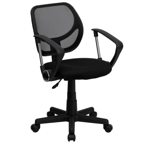 Flash Furniture WA-3074-BK-A-GG 250 Lb. Black Fabric Nylon Arms Swivel Task/Computer Chair