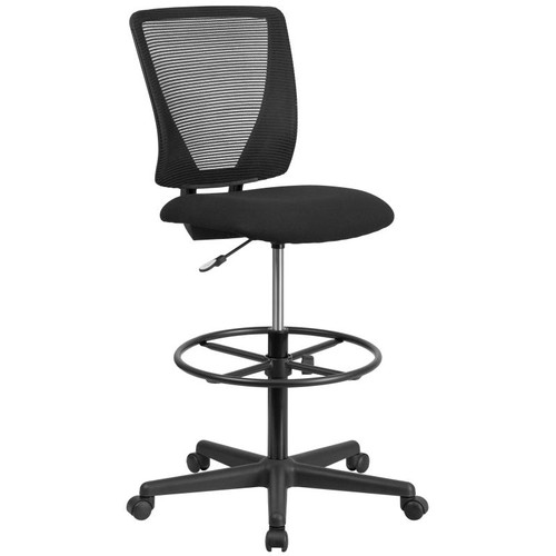 Flash Furniture GO-2100-GG 250 Lb. Black Mid-Back Design Ergonomic Swivel Drafting Stool
