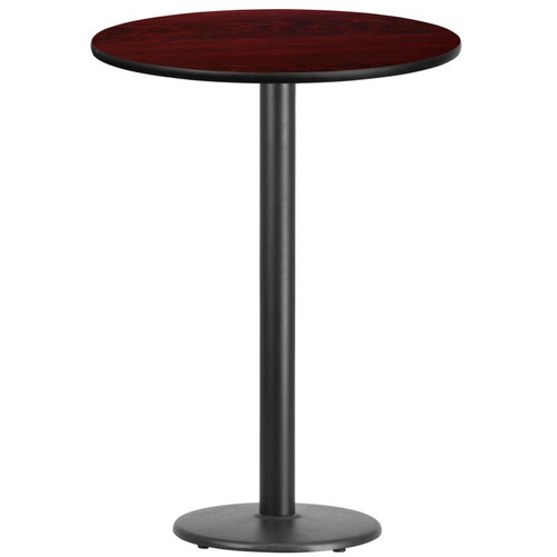Flash Furniture XU-RD-30-MAHTB-TR18B-GG Mahogany Laminate Round Top PVC T-Mold Edge Table