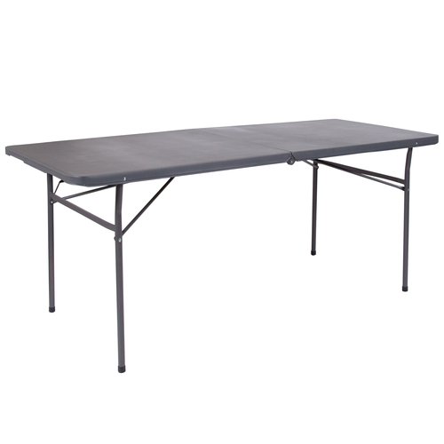 Flash Furniture DAD-LF-183Z-DG-GG 220 Lbs. Dark Gray Plastic Top Rectangular Folding Table
