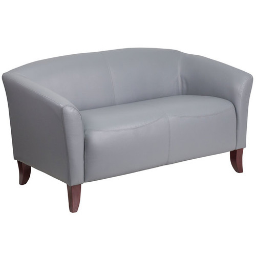 Flash Furniture 111-2-GY-GG Gray LeatherSoft with Cherry Stained Wood Feet Hercules Imperial Series Reception Loveseat