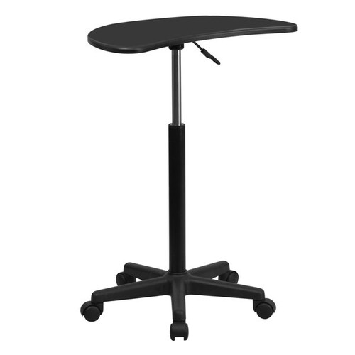 Flash Furniture NAN-JN-2792-GG 25" W x 13" D Mobile Half Moon Black Laminate Laptop Computer Desk