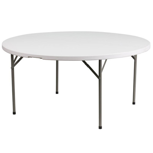 Flash Furniture DAD-YCZ-1-GW-GG 551 Lbs. Granite White Plastic Table Top Round Folding Table