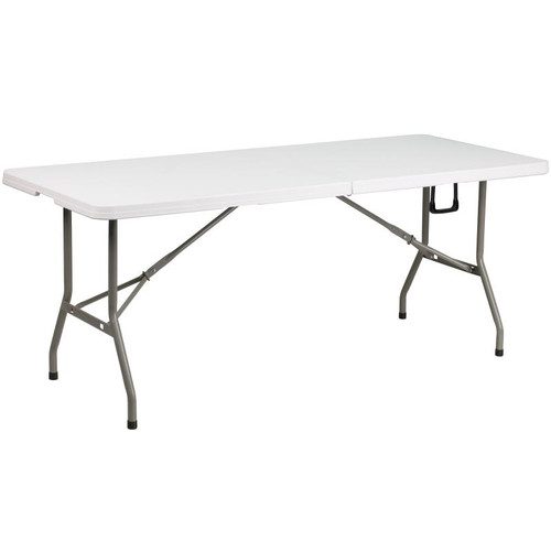 Flash Furniture DAD-YCZ-183Z-GG 330 Lbs. Granite White Plastic Table Top Rectangular Folding Table