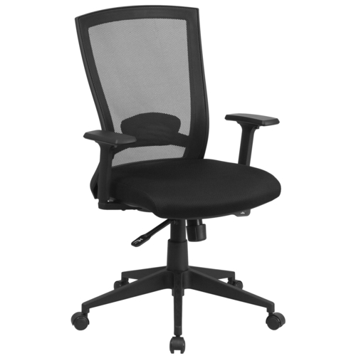 Flash Furniture HL-0004K-GG 250 Lb. Black Fabric Padded Arms Executive Swivel Office Chair