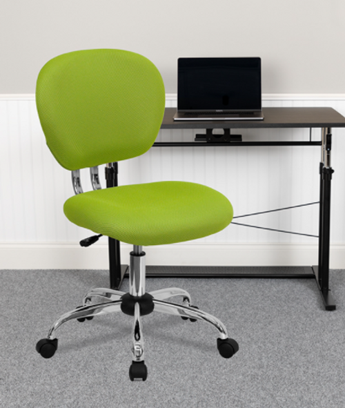 Flash Furniture H-2376-F-GN-GG 250 Lb. Apple Green Fabric Armless Swivel Task Chair