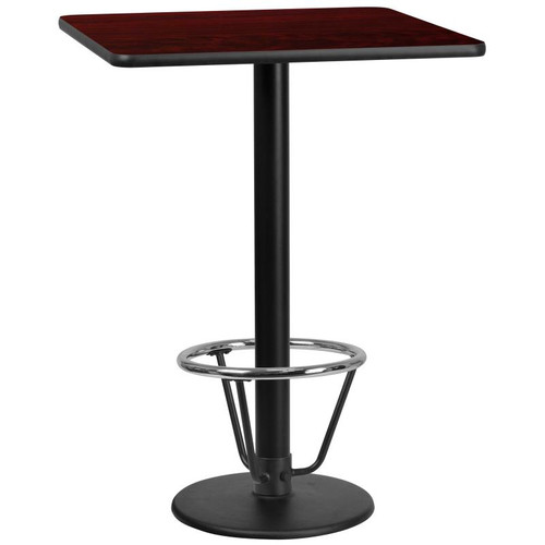 Flash Furniture XU-MAHTB-3030-TR18B-3CFR-GG Mahogany Laminate Square Plastic Top PVC T-Mold Edge Table