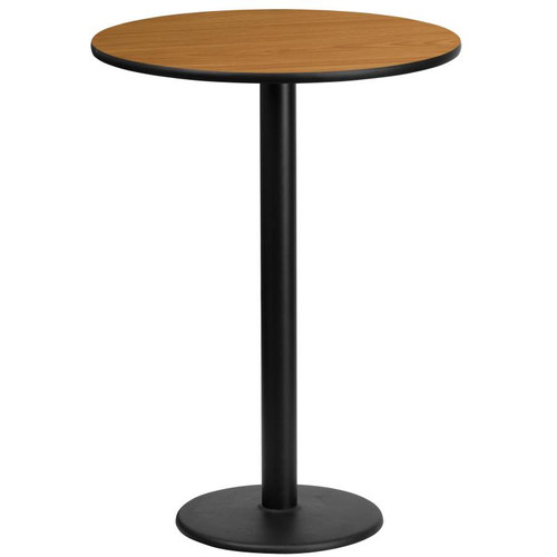 Flash Furniture XU-RD-24-NATTB-TR18B-GG Natural Laminate Round Top PVC T-Mold Edge Table