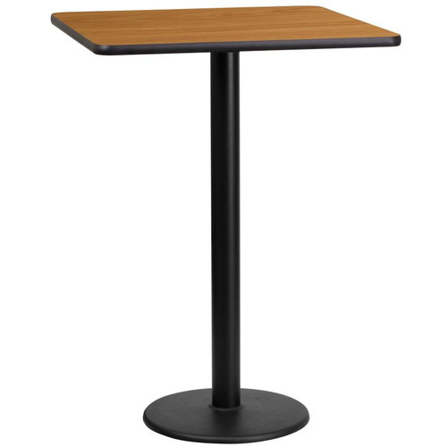 Flash Furniture XU-NATTB-2424-TR18B-GG Natural Laminate Square Plastic Top PVC T-Mold Edge Table
