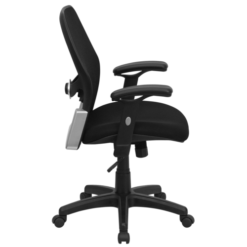 Flash Furniture LF-W42B-GG 250 Lb. Black Fabric Padded Arms Executive Swivel Office Chair