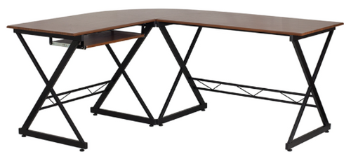 Flash Furniture NAN-WK-109-GG 87" W x 50" D x 29.75" H Teakwood Laminate Finish Top L-Shape Computer Desk