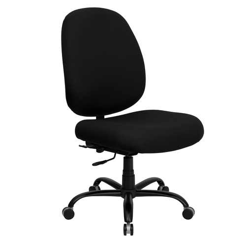 Flash Furniture WL-715MG-BK-GG 400 Lb. Black Fabric Armless Hercules Series Big & Tall Executive Swivel Office Chair