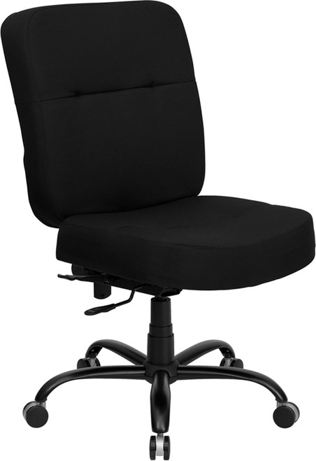 Flash Furniture WL-735SYG-BK-GG 400 Lb. Black Fabric Armless Hercules Series Big & Tall Executive Swivel Office Chair