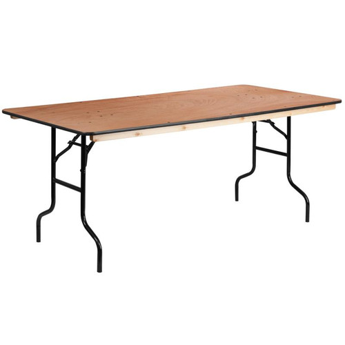 Flash Furniture XA-3672-P-GG 580 Lbs. Polyurethane Varnish Top Rectangular Folding Banquet Table