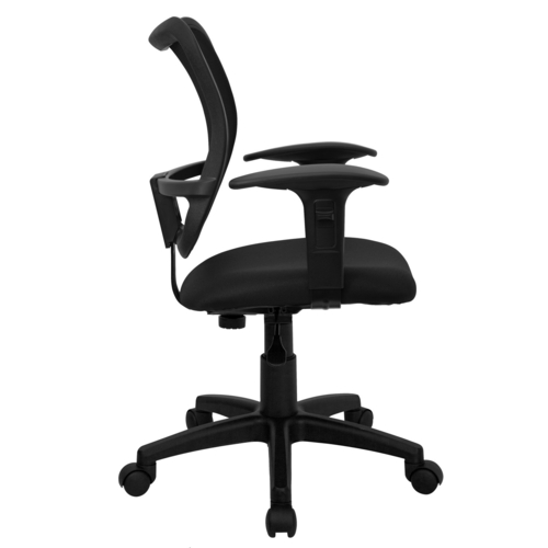 Flash Furniture WL-A277-BK-A-GG 250 Lb. Black Fabric Nylon Arms Swivel Task Chair