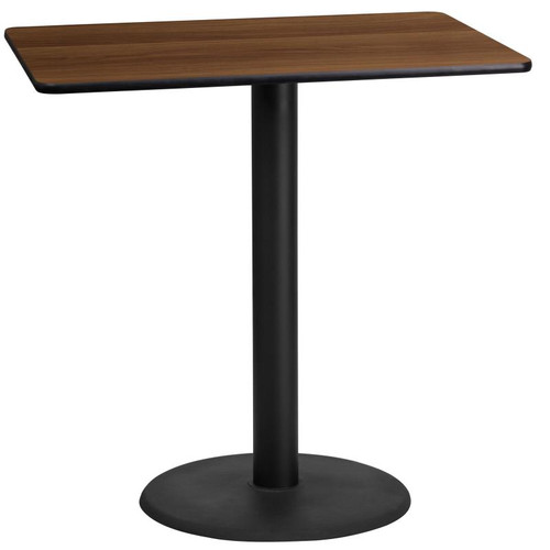 Flash Furniture XU-WALTB-2442-TR24B-GG Walnut Laminate Rectangular Top PVC T-Mold Edge Table